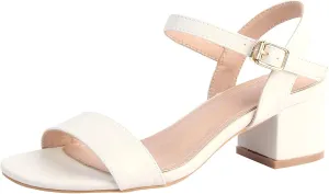 DADAWEN Women's Open Toe Ankle Strap Glitter Low Block Chunky Heels Sandals Dress Pumps Shoes