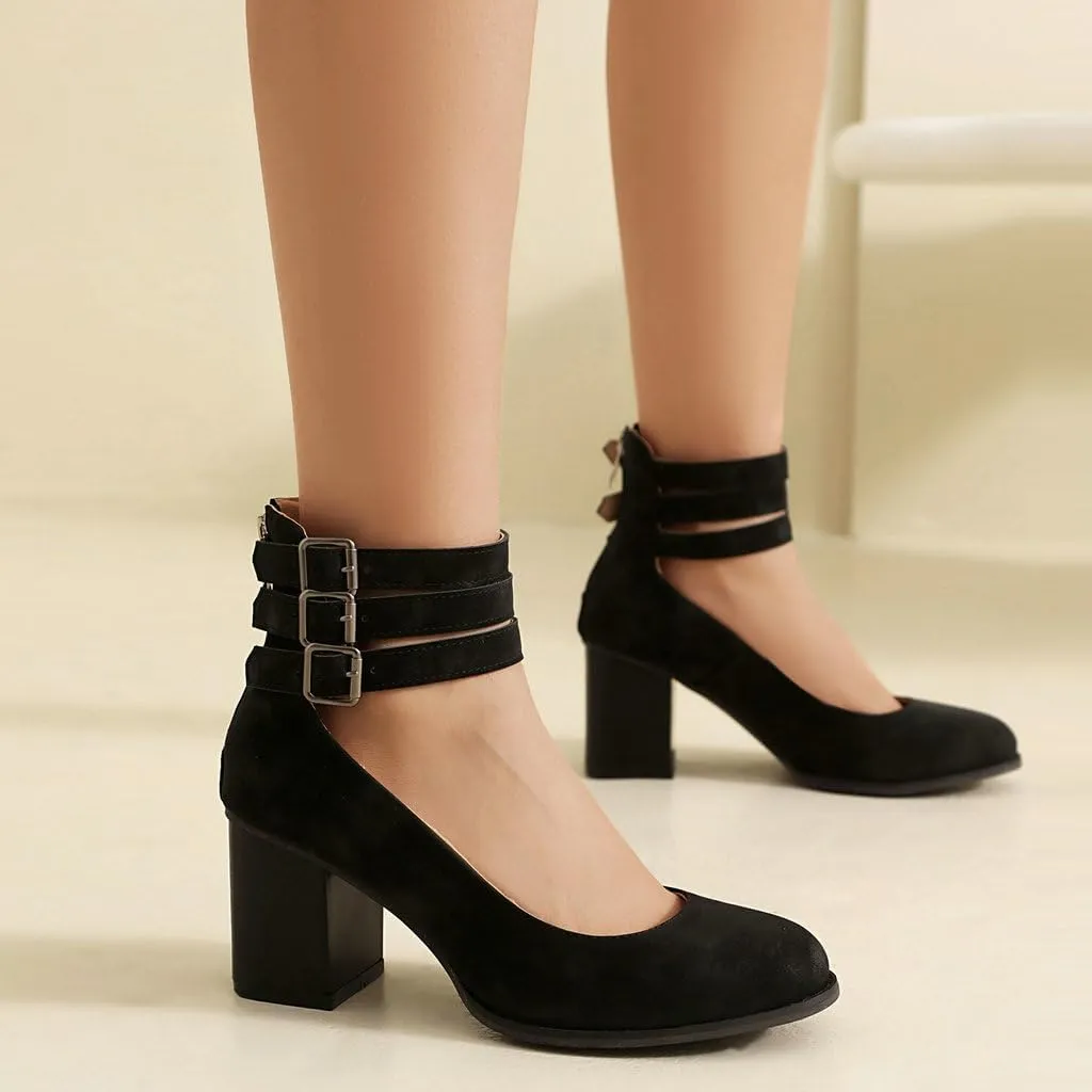 DINTAHA Vintage Shoes for Women,1950s Shoes Mary Jane Heels,Chunky Heel Strappy Pumps