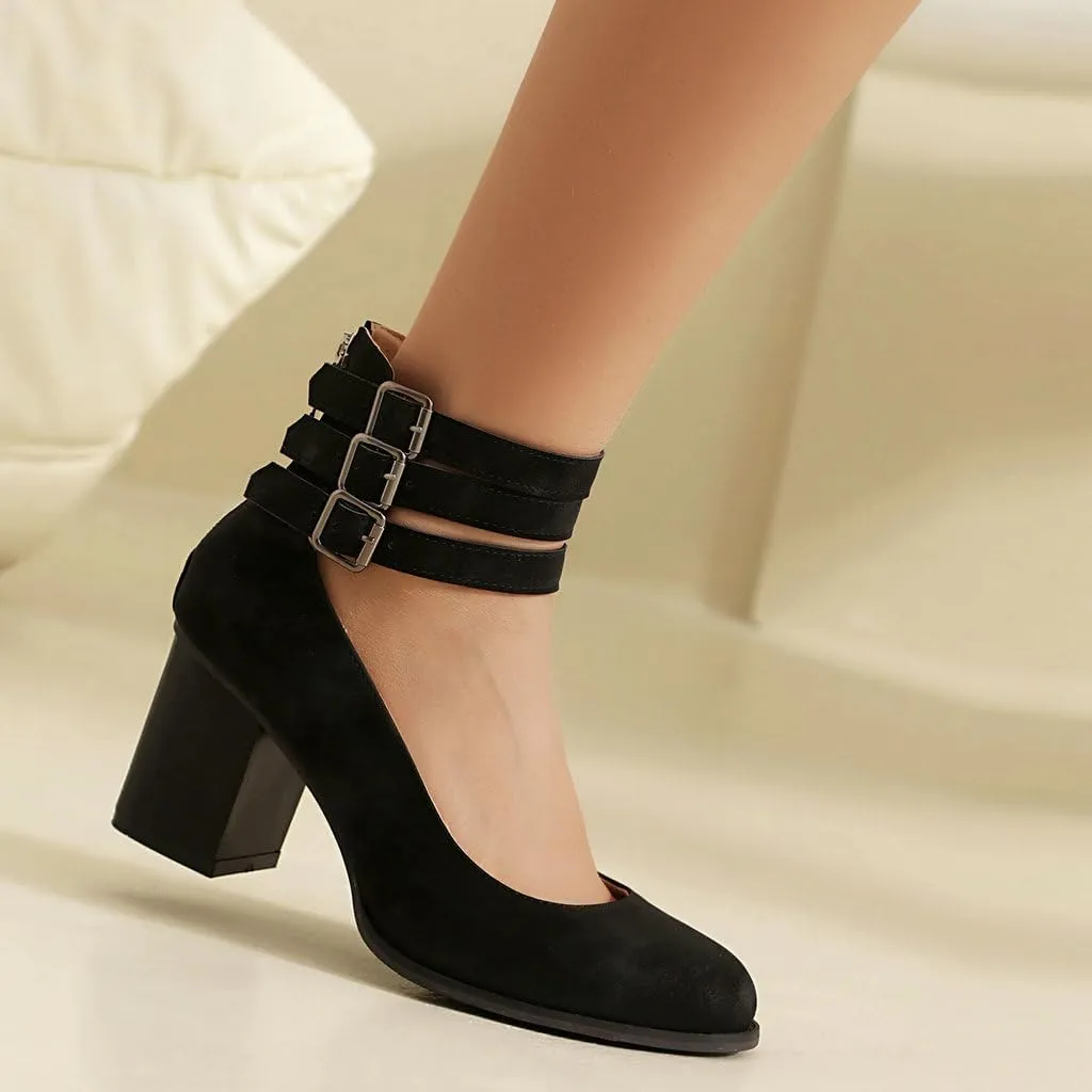 DINTAHA Vintage Shoes for Women,1950s Shoes Mary Jane Heels,Chunky Heel Strappy Pumps
