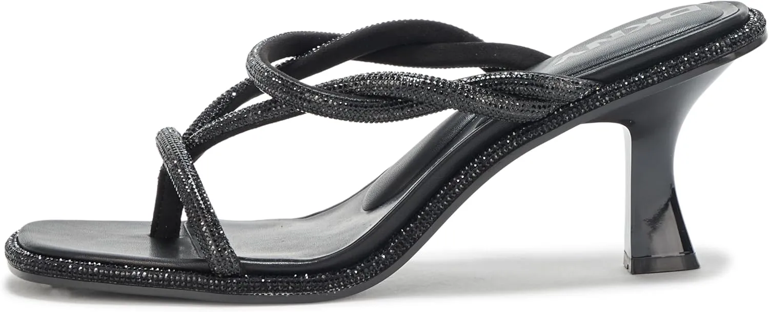 DKNY Women's Rabun Evening Studded Thong Strappy Heeled Sandal
