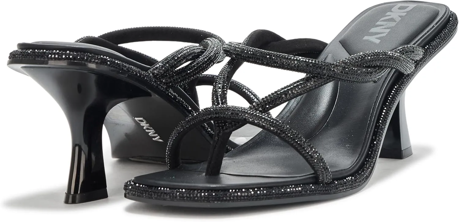 DKNY Women's Rabun Evening Studded Thong Strappy Heeled Sandal