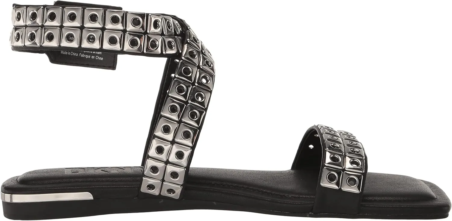 DKNY Women's Studded Buckle Flat Sandal Heeled