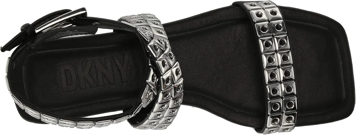 DKNY Women's Studded Buckle Flat Sandal Heeled