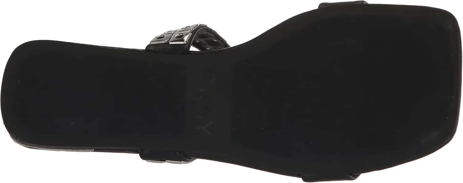 DKNY Women's Studded Buckle Flat Sandal Heeled