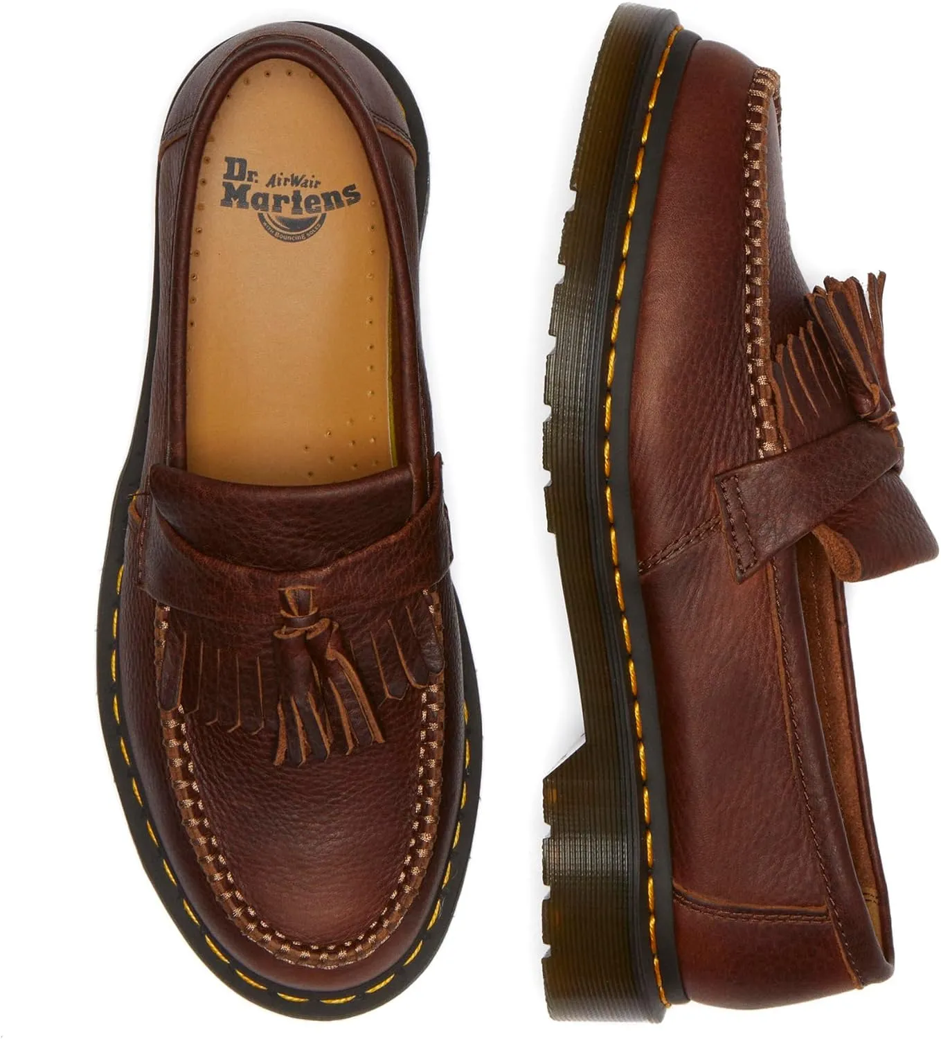 Dr. Martens Unisex-Adult Adrian Yellow Stitch Leather Loafers