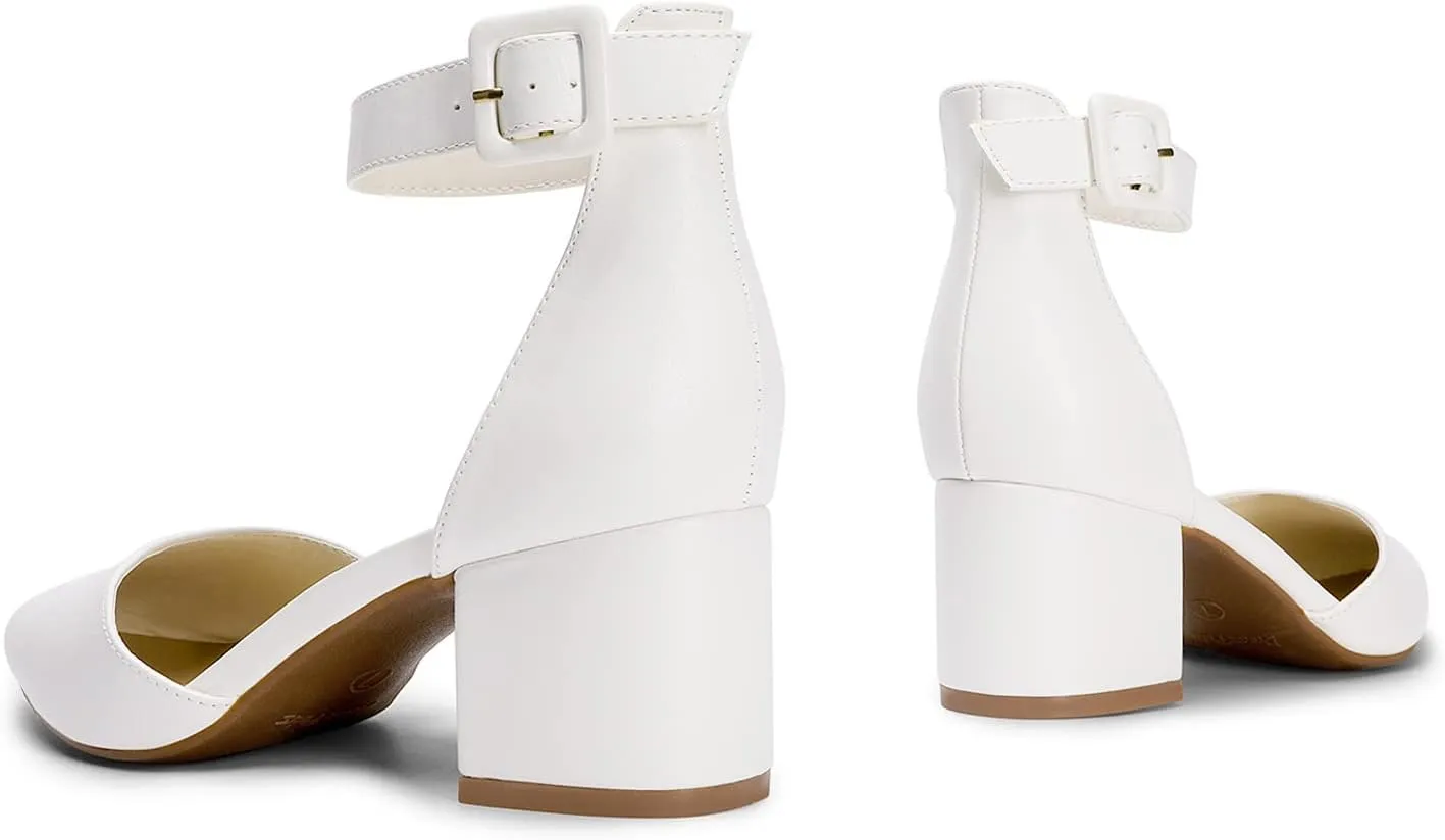 DREAM PAIRS Womens Low Block Chunky Heel Shoes
