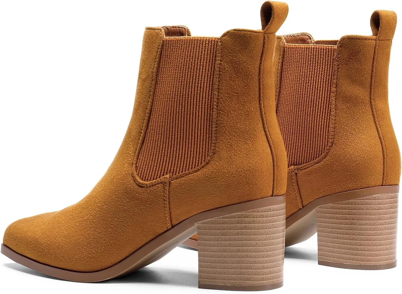 DREAM PAIRS Women's Retro Elastic Chelsea Ankle Boots Fashion Low Chunky Block Heel Pointed Toe Fall Heeled Booties Shoes