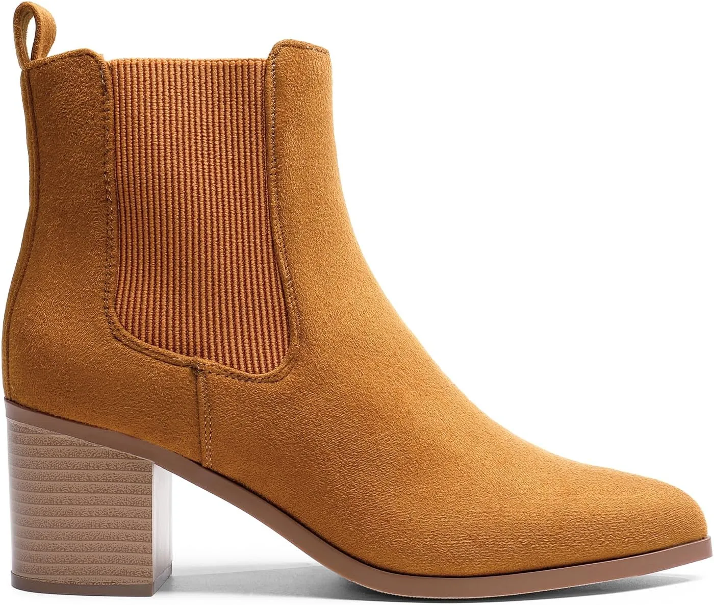 DREAM PAIRS Women's Retro Elastic Chelsea Ankle Boots Fashion Low Chunky Block Heel Pointed Toe Fall Heeled Booties Shoes