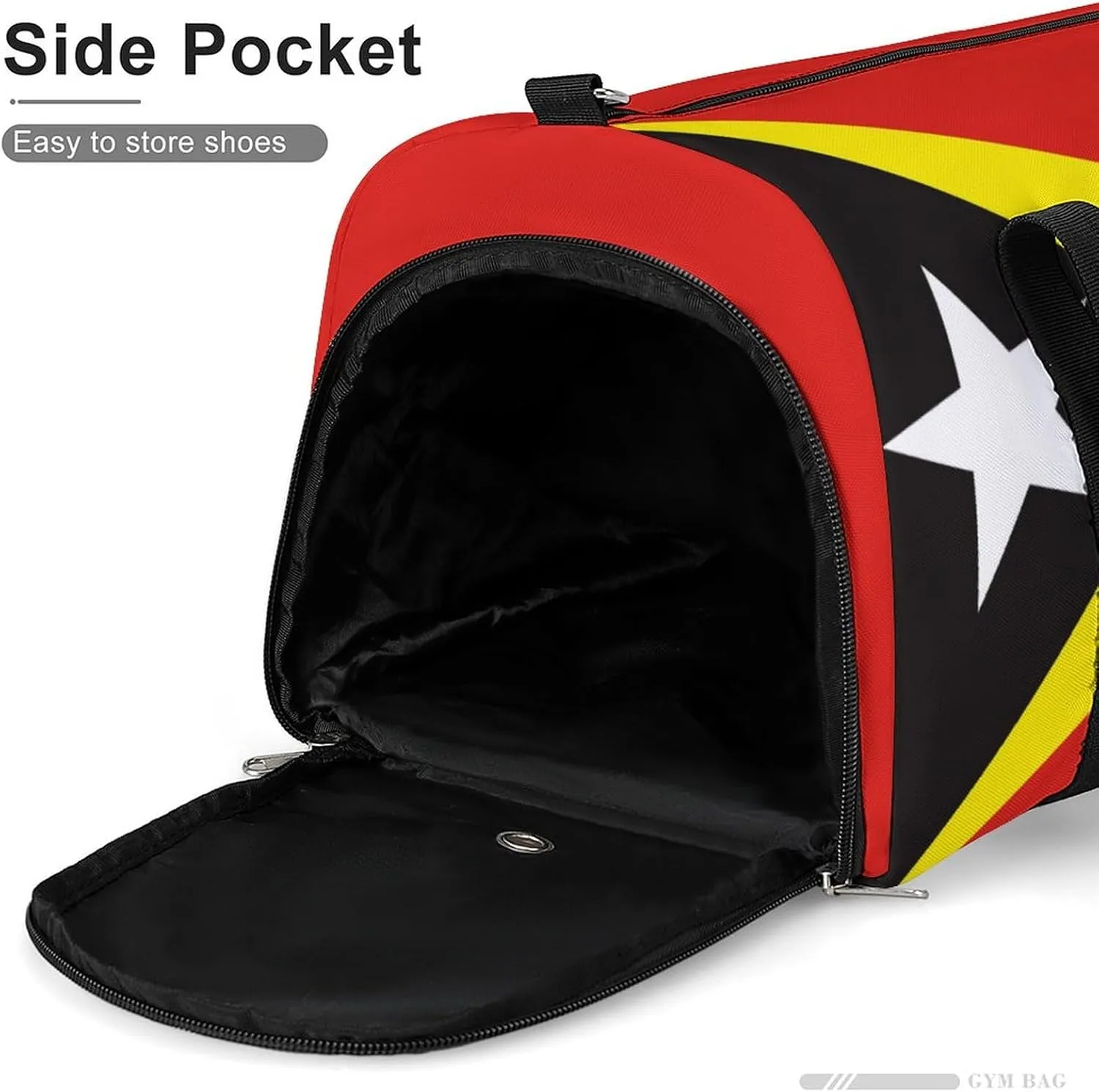 East Timor Flag Duffel for Men Women with Shoe Compartment and Wet Pocket