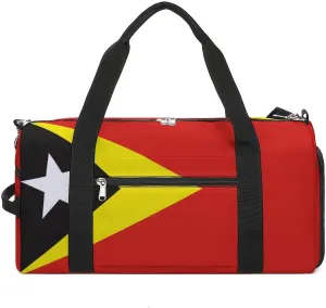 East Timor Flag Duffel for Men Women with Shoe Compartment and Wet Pocket