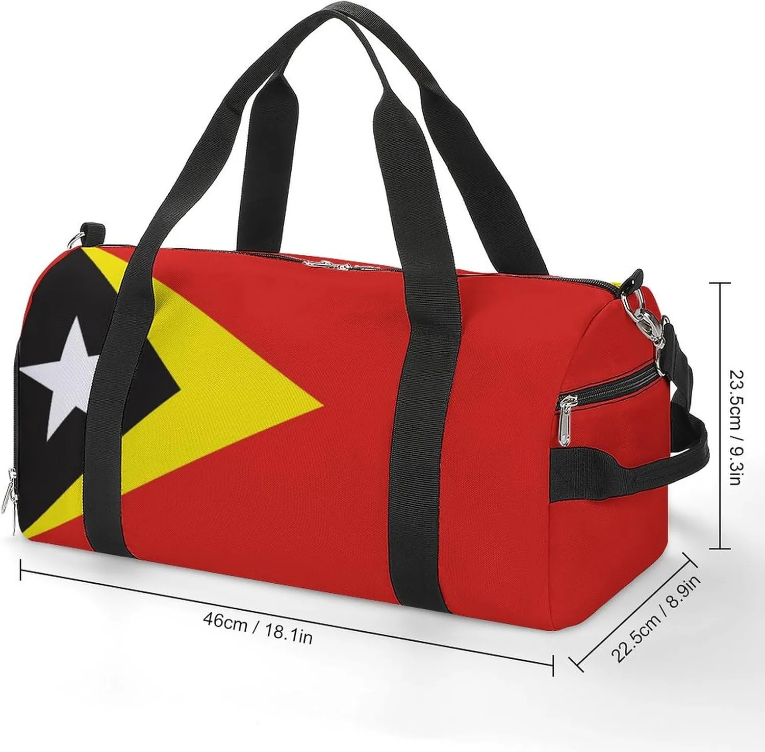 East Timor Flag Duffel for Men Women with Shoe Compartment and Wet Pocket