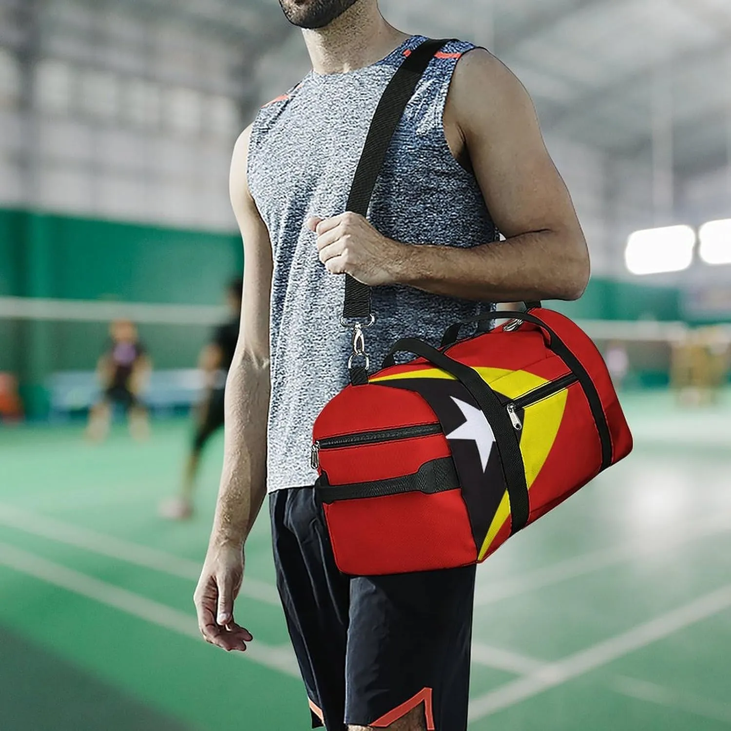 East Timor Flag Duffel for Men Women with Shoe Compartment and Wet Pocket