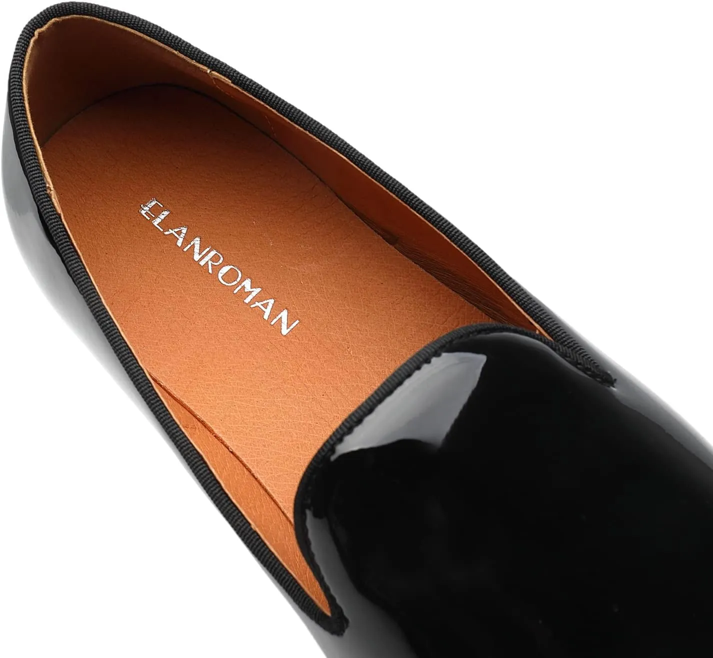 ELANROMAN Men's Patent Leather Loafers Wedding Party Prom Shoes