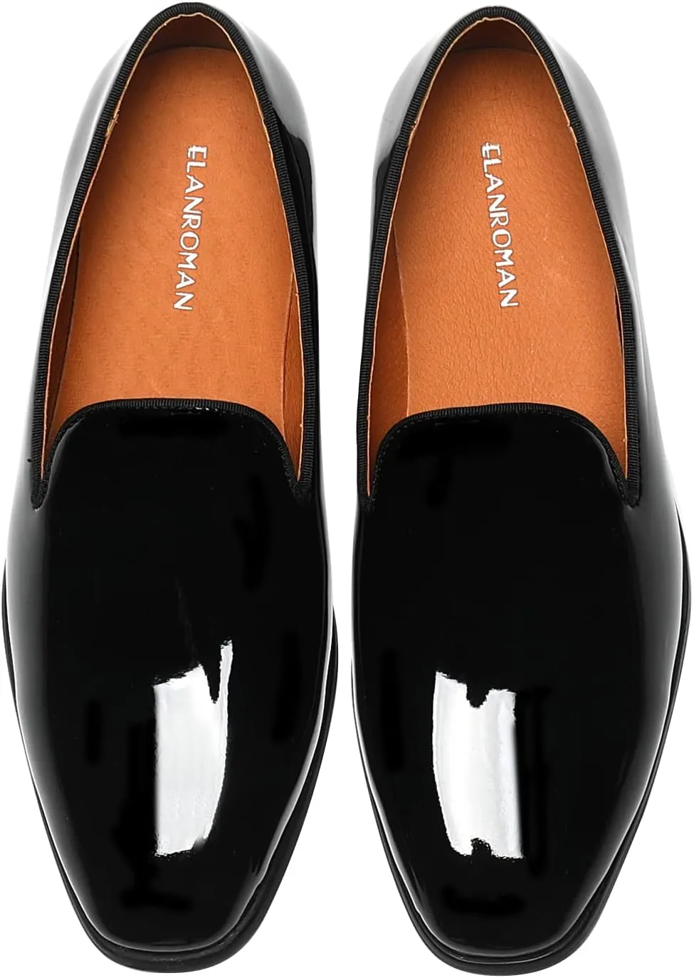 ELANROMAN Men's Patent Leather Loafers Wedding Party Prom Shoes