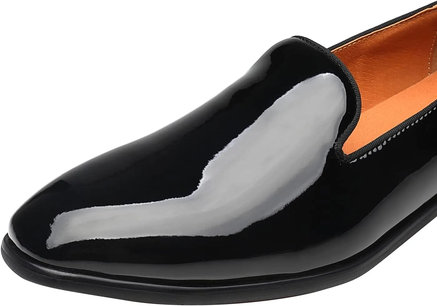 ELANROMAN Men's Patent Leather Loafers Wedding Party Prom Shoes