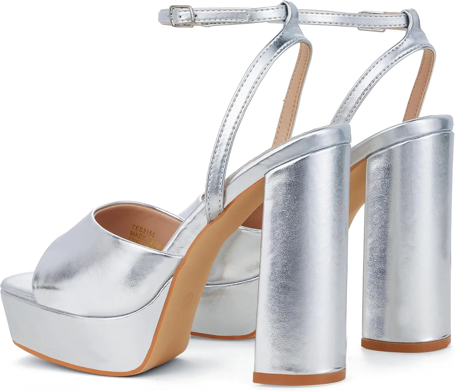 Elisabet Tang Chunky Heeled Platform Sandals for Women,4.7 Inch Block Heels with Open Toe Ankle Strap, Dress Shoes for Wedding Party Homecoming Travel