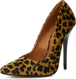 Enelauge Women's Stiletto Pointed Toe Slip On High Heel Zapatos Ladies Wedding Party Pumps Plus Size