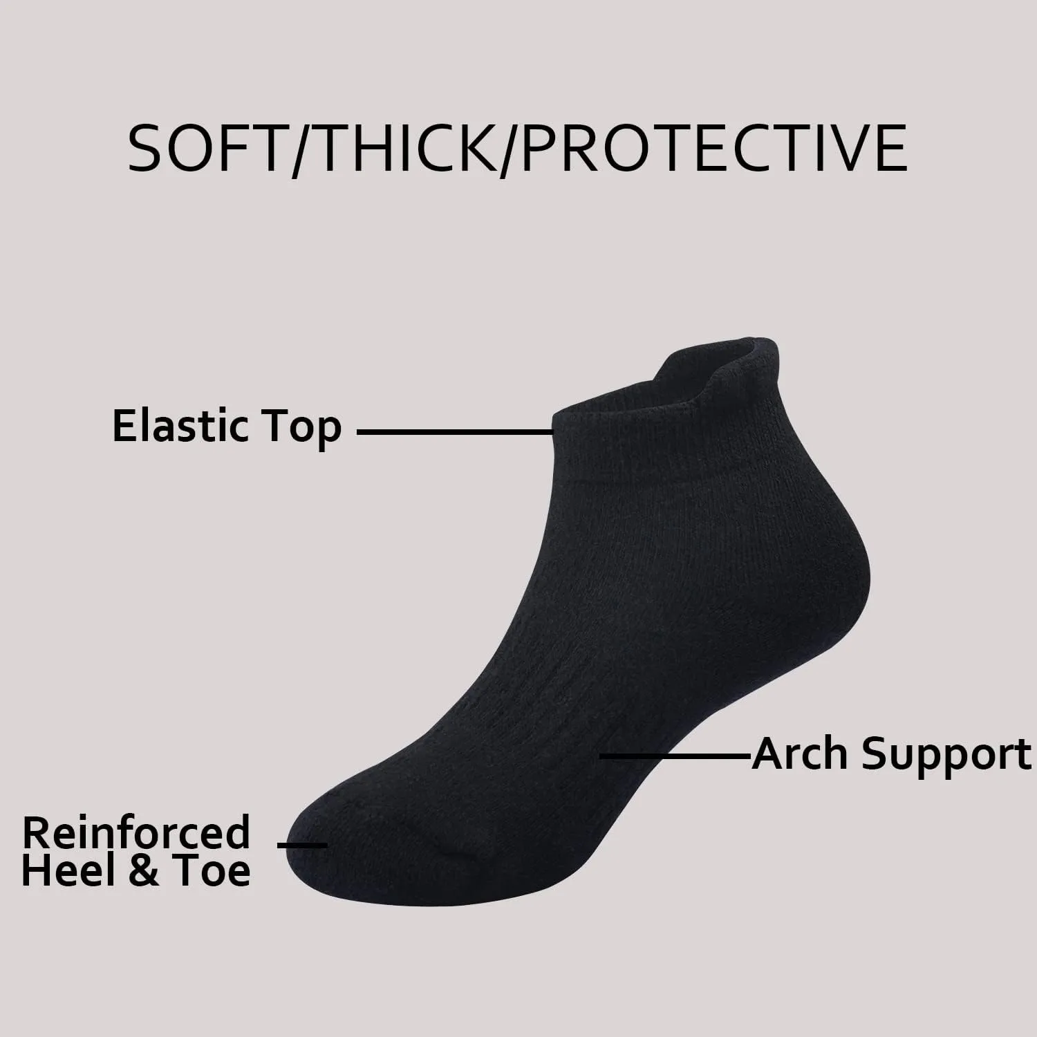 EPEIUS Kids Boys/Girls' Cushioned Socks Thick Cotton Quarter Athletic Socks Sports Running Ankle Socks 6 Pack 4-14 Years