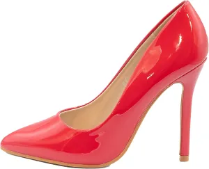 Fashion Thirsty Womens High Heel Pointed Toe Pumps Smart Office Work Courts Shoes Ladies Pumps Party Prom Wedding Bridal Occasion Heeled Court Stiletto Heels Shoes Size Red Patent