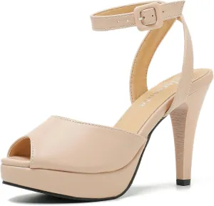 fereshte Women's High Heels Platform Sandals Ankle Strap Slingback Dress Sandal Pump Shoes