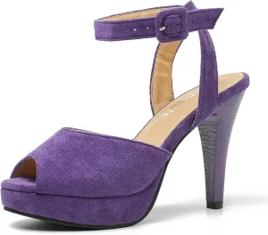 fereshte Women's High Heels Platform Sandals Ankle Strap Slingback Dress Sandal Pump Shoes