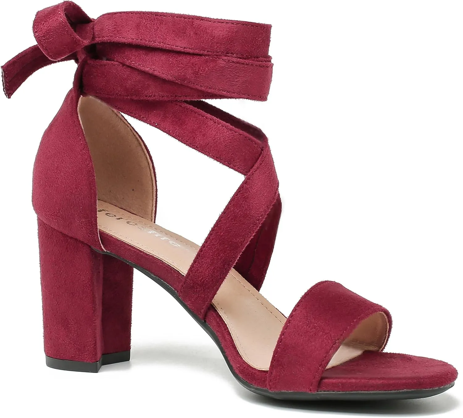 fereshte Women's Strappy Heels Lace Up Heels 3 Inch Chunky Block High Heel Dress Sandals