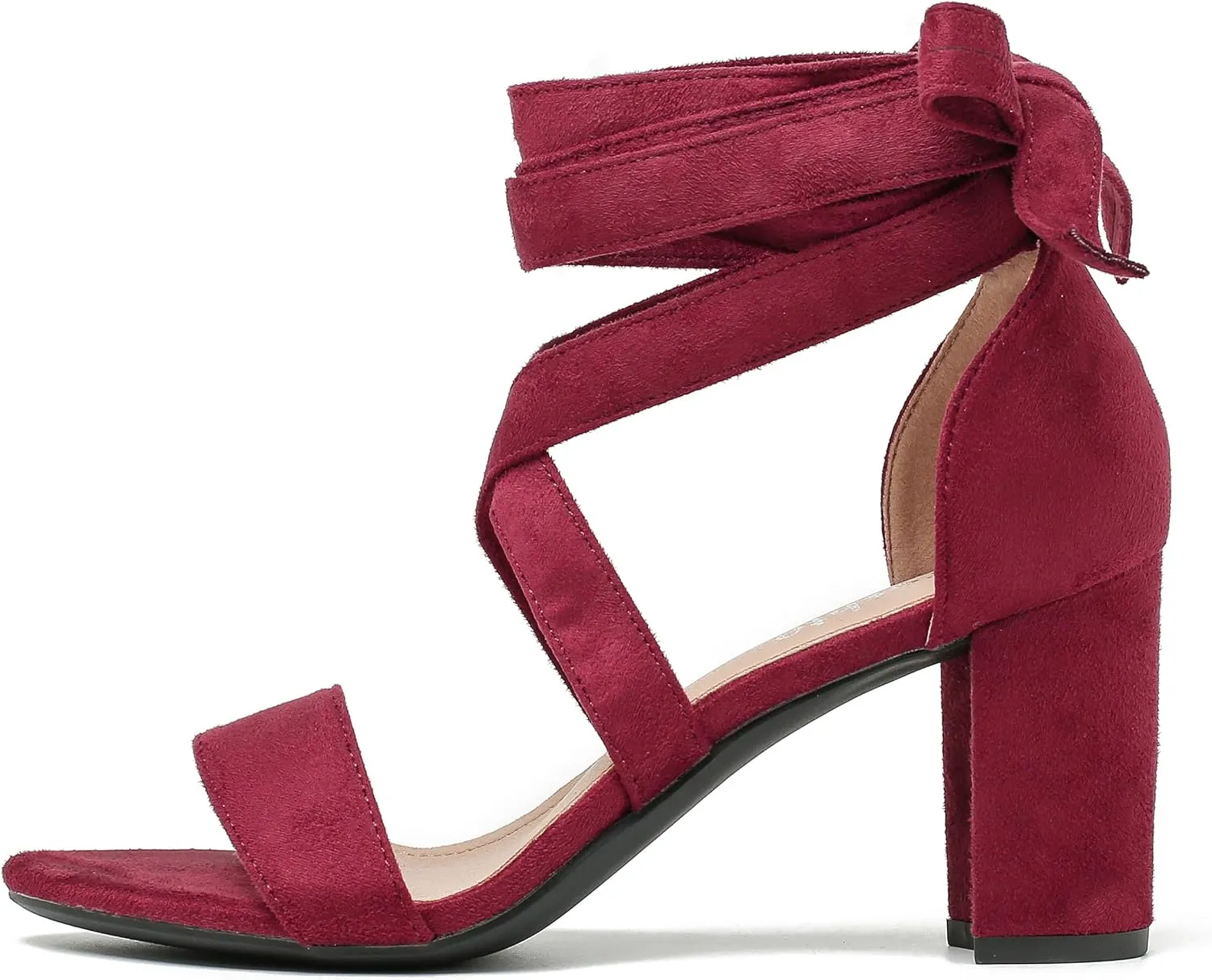 fereshte Women's Strappy Heels Lace Up Heels 3 Inch Chunky Block High Heel Dress Sandals