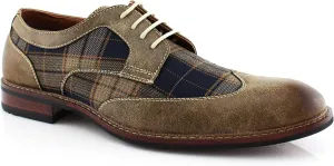 Ferro Aldo Alan M139001G Mens Classic Perforated Duo-Texture Lace-up Wingtip Oxford Dress Shoes