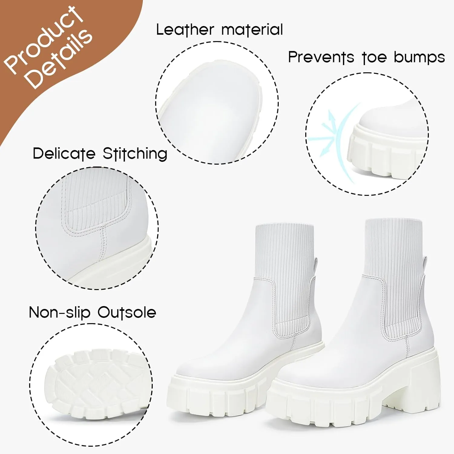 FITORY Women's Ankle Boots Comfy Chelsea Mid Heel Elastic Chunky Heel Lug Sole Booties Size 6-11
