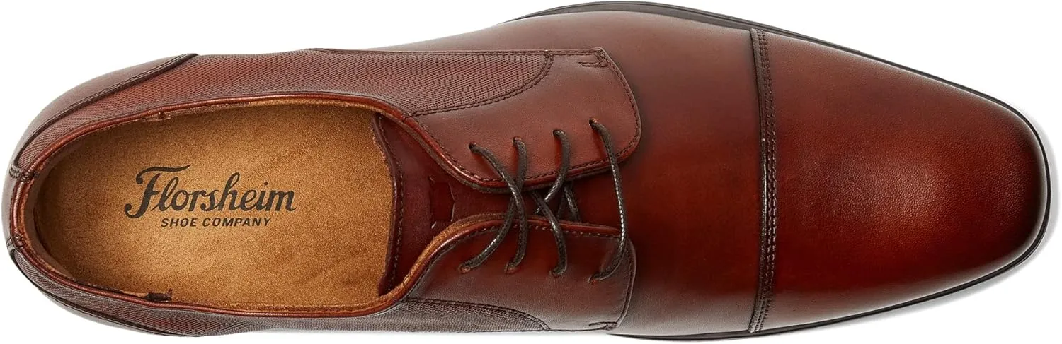 Florsheim Jackson Cap Toe Oxford Formal Shoe for Men - Leather Upper with Man-Made Lining, Snipped Toe, and Blind Eyelets