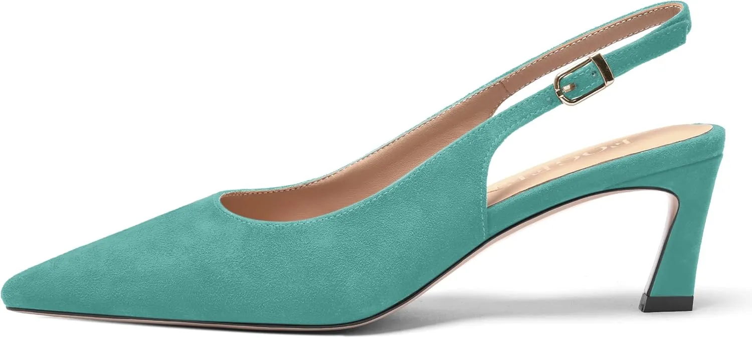 FOGEENA Womens Ankle Strap Night Club Pointed Toe Buckle Cute Suede Kitten Leather Low Heel Pumps Shoes 2 Inch