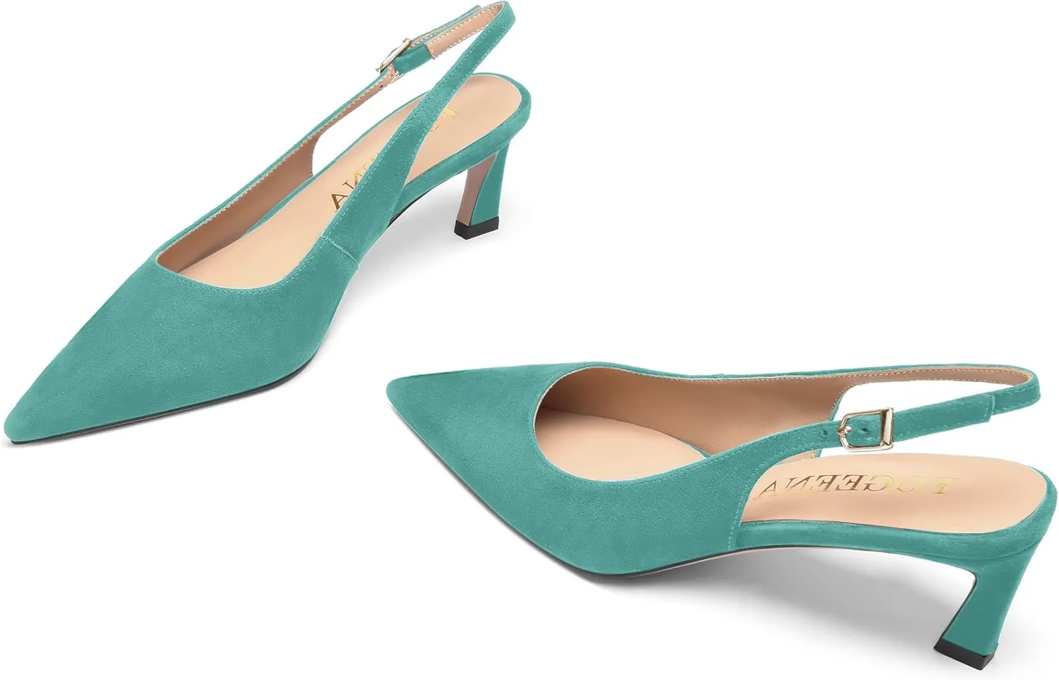 FOGEENA Womens Ankle Strap Night Club Pointed Toe Buckle Cute Suede Kitten Leather Low Heel Pumps Shoes 2 Inch