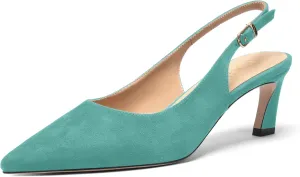 FOGEENA Womens Ankle Strap Night Club Pointed Toe Buckle Cute Suede Kitten Leather Low Heel Pumps Shoes 2 Inch