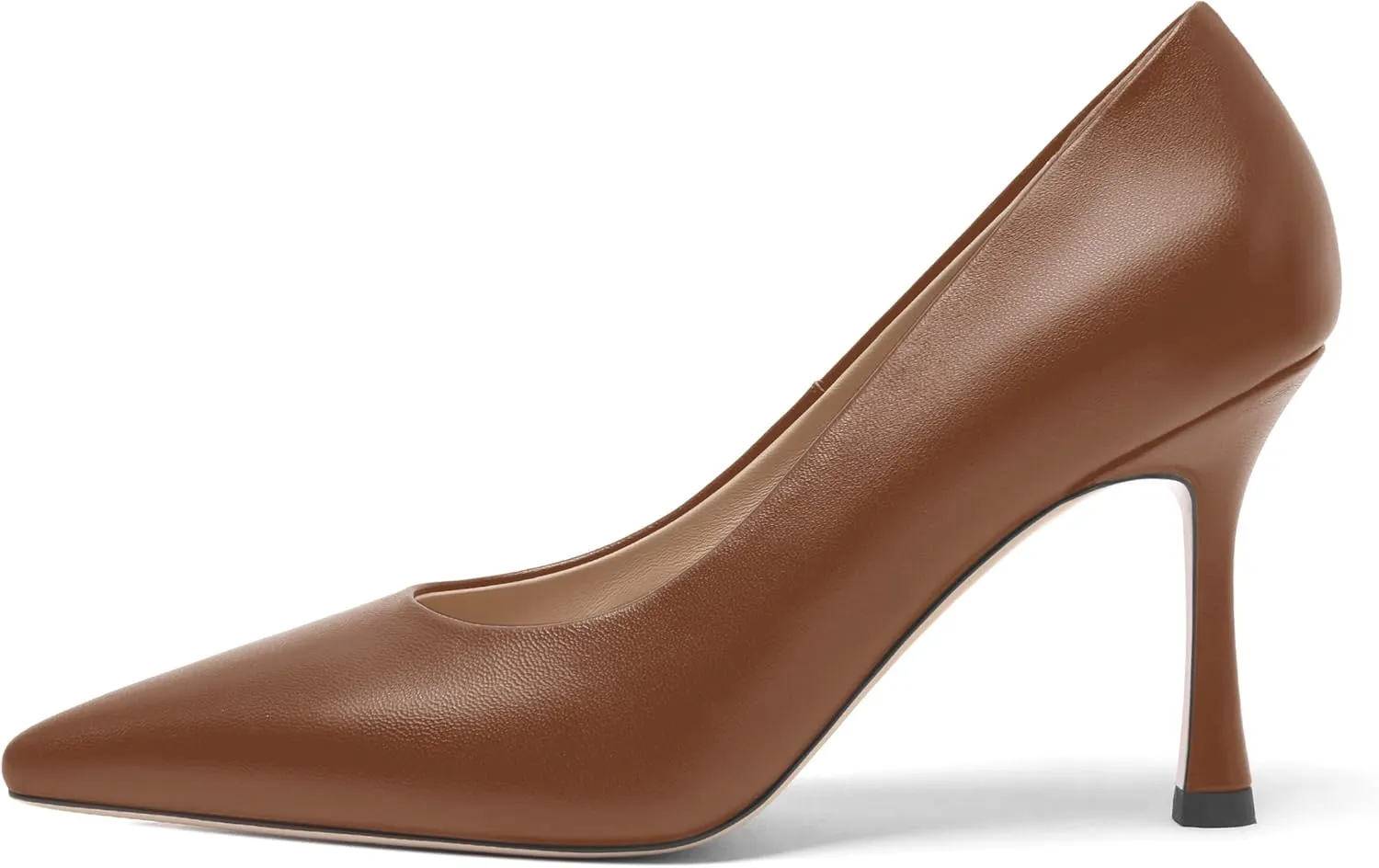 FOGEENA Womens Matte Slip On Pointed Toe Dress Wedding Stiletto Leather High Heel Pumps Shoes 3.14 Inch