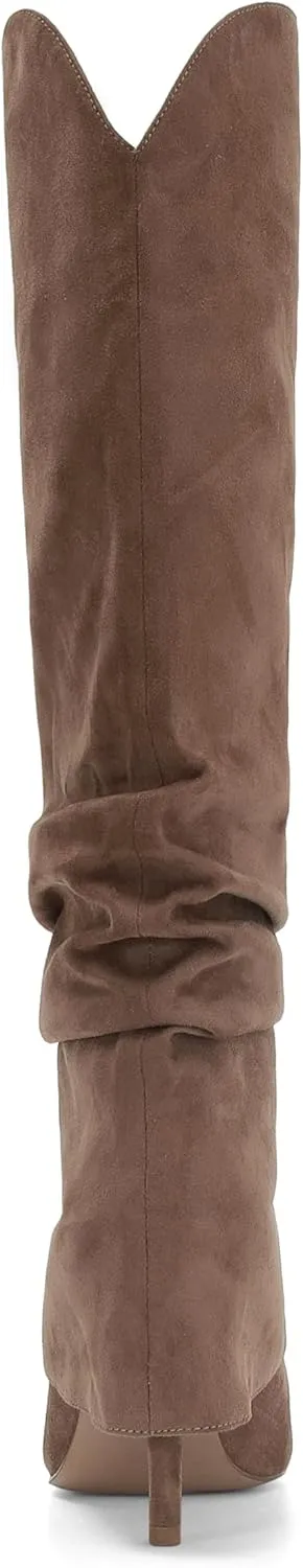 Fold Over Knee High Boots for Women - Wide Calf, Pointed Toe, Tall, Stiletto Heels, Long Boots for Fall - Pull On, Fashion, Casual, Dressy