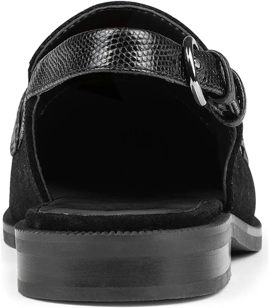 FOWT Women Tassel Round Toe Penny Loafers Comfortable Slip on Flat Slingbacks Open Back Daily Street Casual Shoes Size 4-16 US