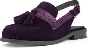 FOWT Women Tassel Round Toe Penny Loafers Comfortable Slip on Flat Slingbacks Open Back Daily Street Casual Shoes Size 4-16 US
