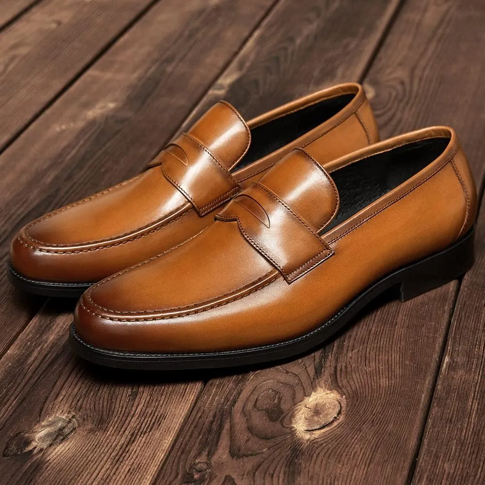 FRASOICUS Mens Dress Shoes Slip-On Shoes Genuine Leather Loafers Shoes for Men