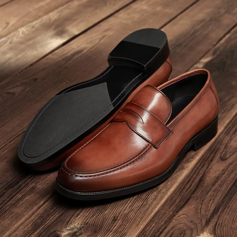 FRASOICUS Mens Dress Shoes Slip-On Shoes Genuine Leather Loafers Shoes for Men