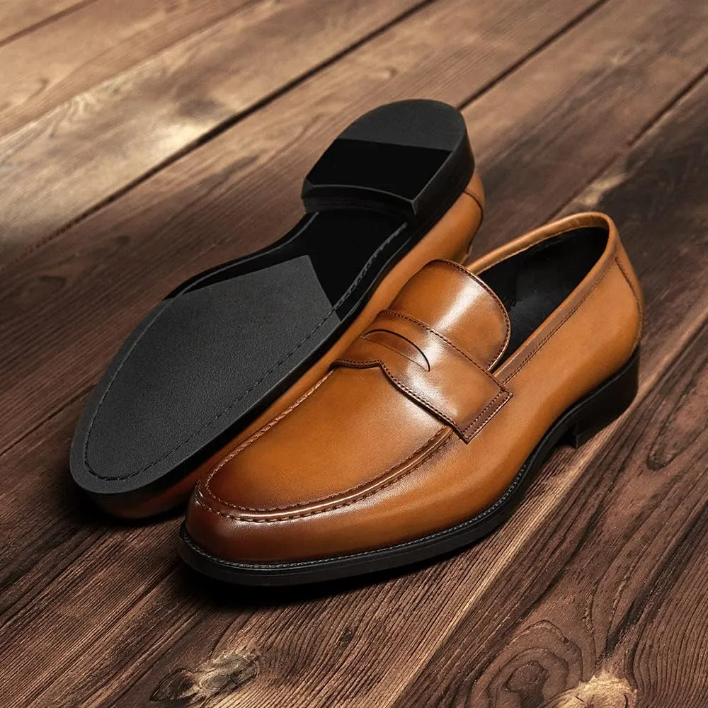 FRASOICUS Mens Dress Shoes Slip-On Shoes Genuine Leather Loafers Shoes for Men