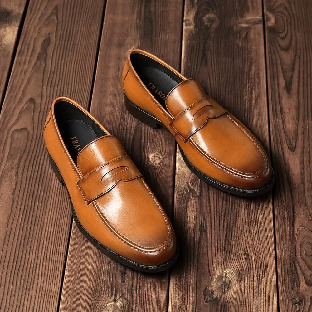 FRASOICUS Mens Dress Shoes Slip-On Shoes Genuine Leather Loafers Shoes for Men
