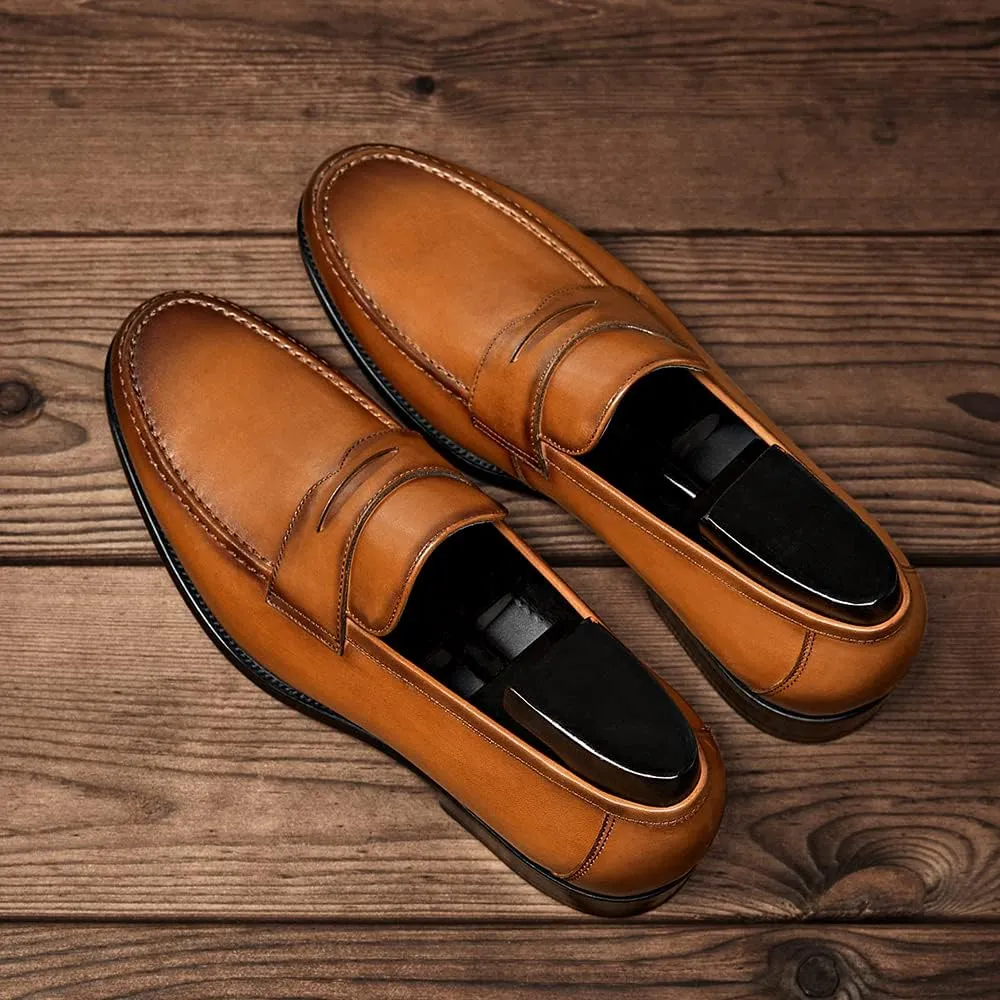 FRASOICUS Mens Dress Shoes Slip-On Shoes Genuine Leather Loafers Shoes for Men