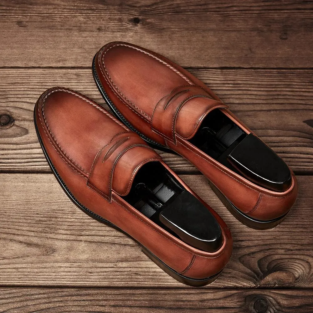 FRASOICUS Mens Dress Shoes Slip-On Shoes Genuine Leather Loafers Shoes for Men