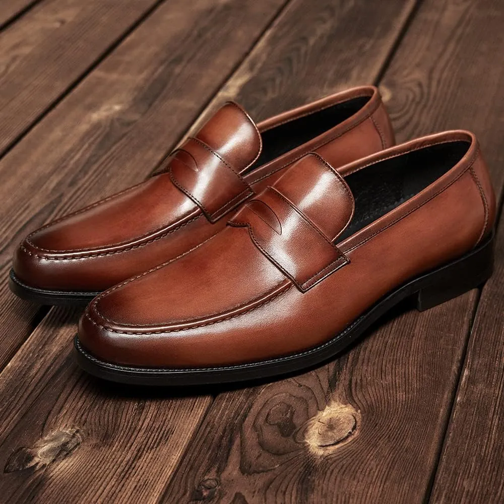 FRASOICUS Mens Dress Shoes Slip-On Shoes Genuine Leather Loafers Shoes for Men