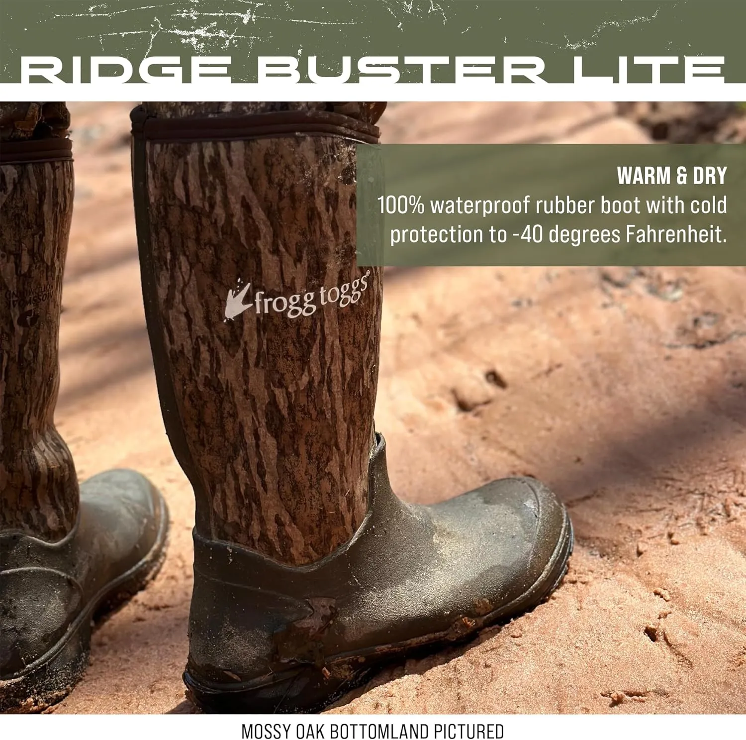 FROGG TOGGS Men's Ridge Buster Lite Rubber and Stretch Neoprene Waterproof Boot
