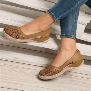 Fululuer Women's Comofortable Dressy Ballet Flats, Casual Round Toe Knit Office Work Shoes Women's Sole-Simple Ballerina Walking Flats Shoes PU Leather Round Toe Dress Shoes Flats for Women