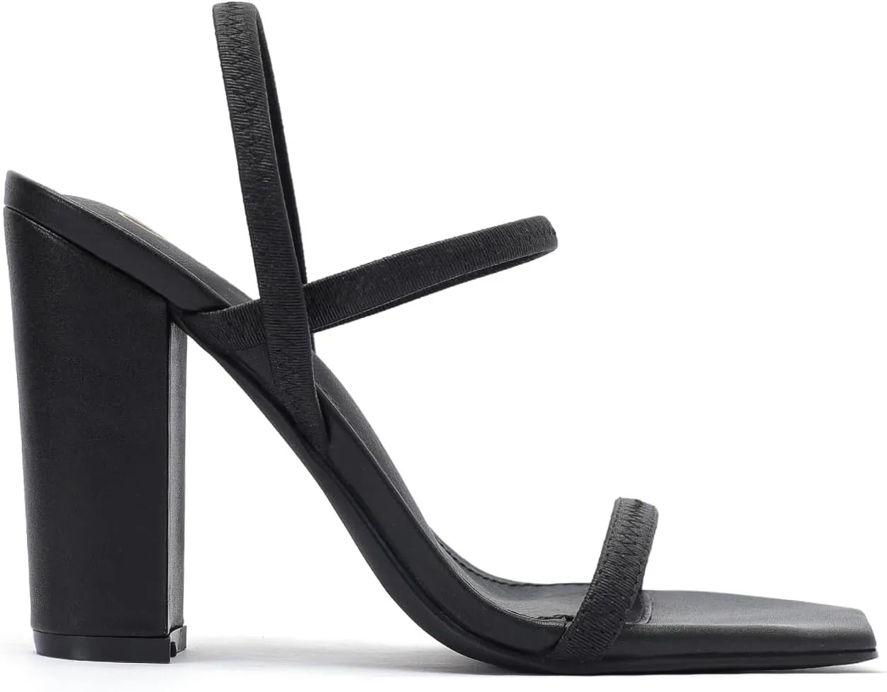 geluboao Heels Sandals for Women Open Square Toe Strappy Lace Up Heels Ankle Strap High Chunky Block Heeled Sandals