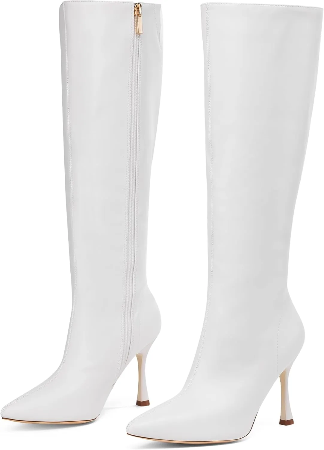 GENSHUO Knee High Heel Boots for Women Elegant Pointed Toe Stiletto Boots Trendy Side Zipper Women’s Heel Stylish and Sexy Design