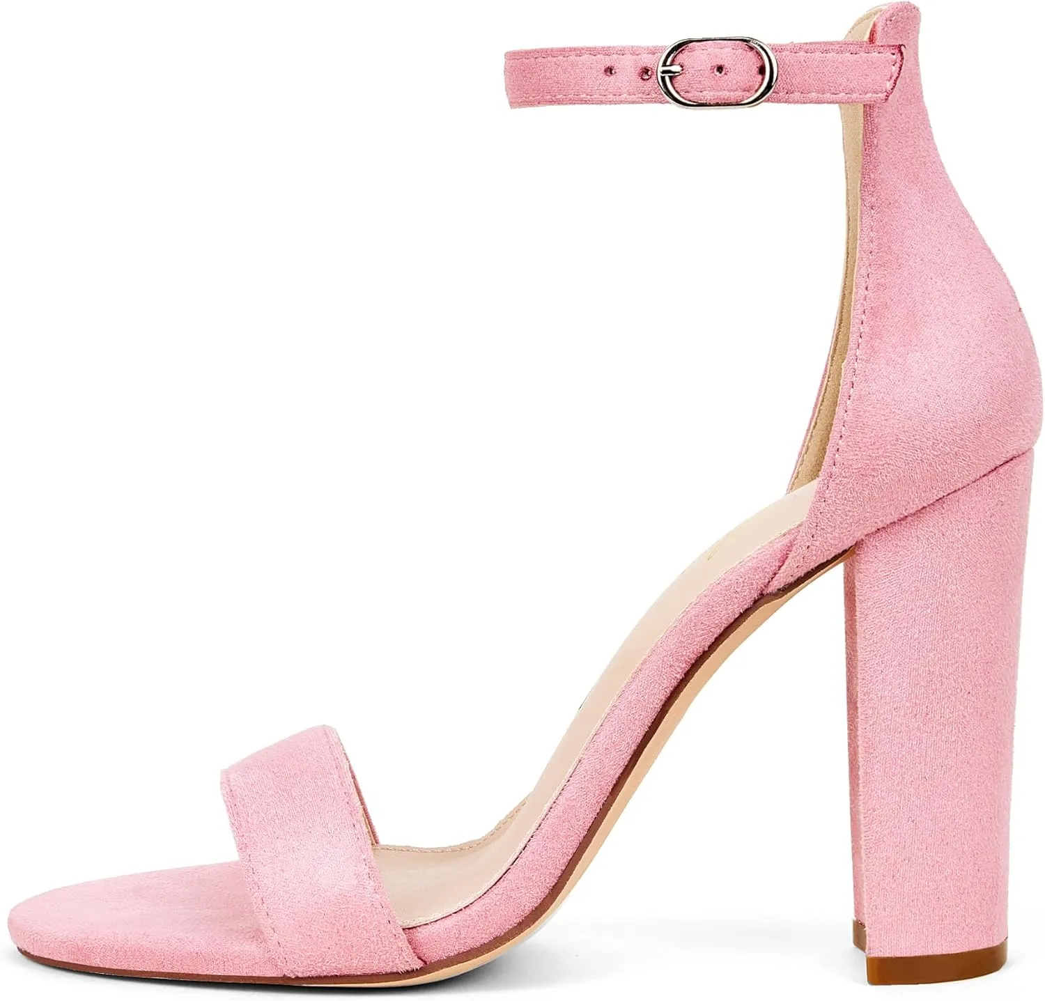 GENSHUO Women's 4-inch Chunky High Heel Sandals with Ankle Strap,Party Wedding Bridal Shoes