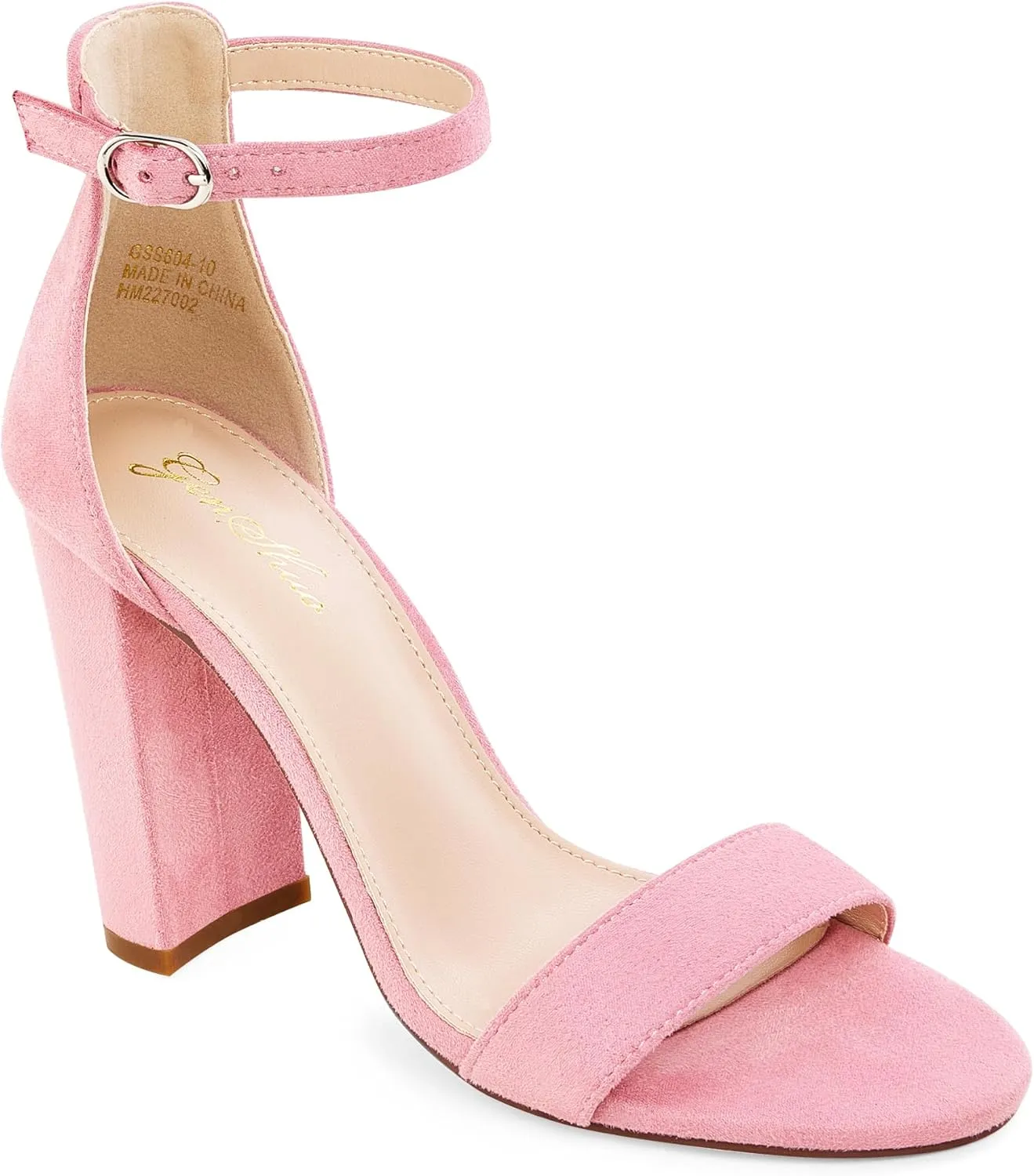 GENSHUO Women's 4-inch Chunky High Heel Sandals with Ankle Strap,Party Wedding Bridal Shoes